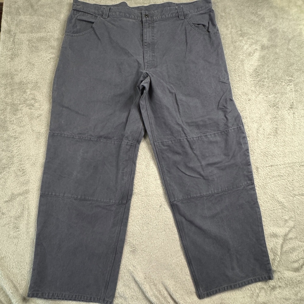 LL‎ Bean Mens Double Knee Work Pants 44x31 Gray Cotton Canvas Utility O PA19